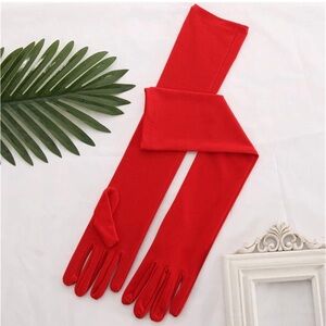 DREAMHIGH Long Satin Gloves in Red